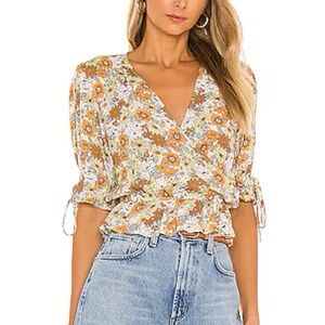 Amuse Society Floral Wrap Blouse - Multicolor